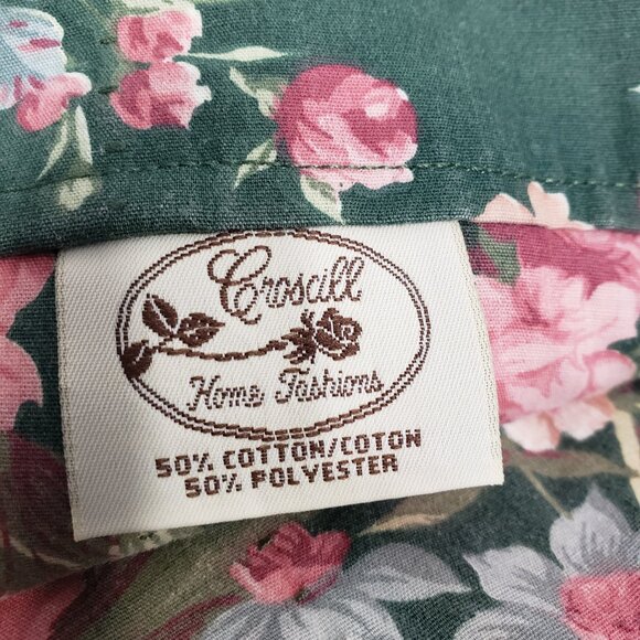 Croscill Granada Green & Pink Floral Valance Curtain with Rod Pocket 88" X 17" - Picture 2 of 5